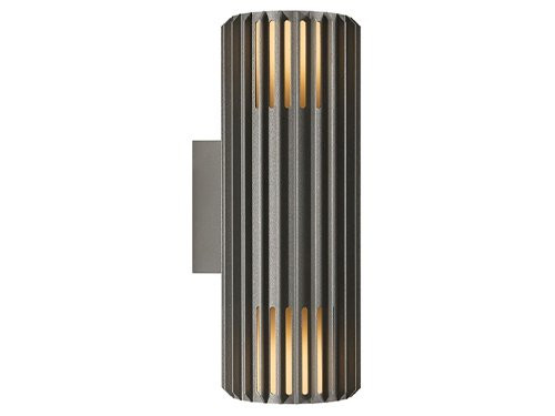 Foto van Wandlamp Aludra rond dubbel 2x E27 zilver antraciet IP54 Wandlamp Aludra rond dubbel 2x E27 zilver antraciet IP54