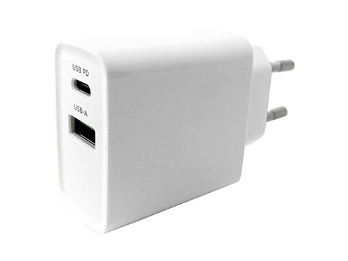 USB + USB-C snellader 20W wit