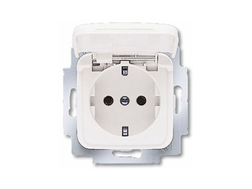 Foto van Busch Jaeger WIT inbouw stopcontact wcd RA met deksel Busch Jaeger WIT inbouw stopcontact wcd RA met deksel