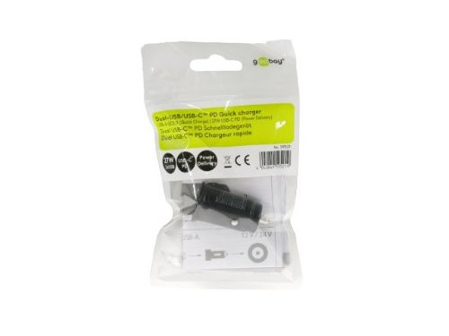 USB autolader USB-C  en USB-A 12V-24V 3A zwart