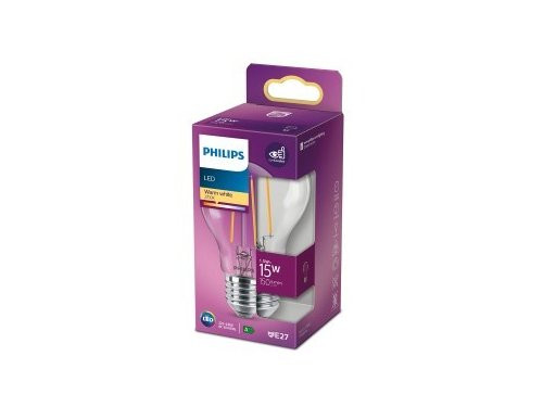 Philips LED GLS E27 1,5-15W 2700K filament helder blister