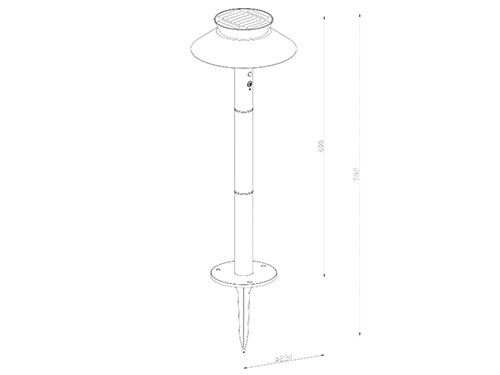 LED solar paallamp Justina 5W 3000K zwart IP44 60cm