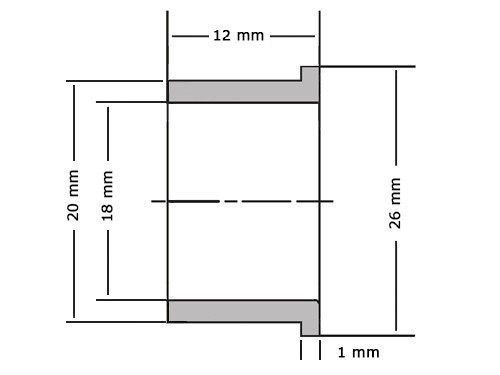 Flensglijlager PAF1812 P14 Gerold Staal / PTFE (18x20x12/26x1mm)
