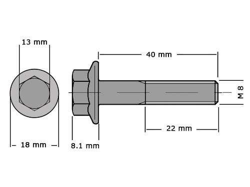 Zeskantflensbout DIN 6921 M8x40 8.8 Verzinkt