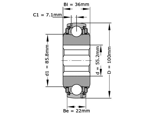 Foto van INA Insert Lager GVK109 211 KTT B (40.45x100x36mm) INA Insert Lager GVK109 211 KTT B (40.45x100x36mm)