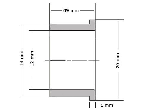 Flensglijlager PAF1209 P14 Gerold Staal / PTFE (12x14x09/20x1mm)