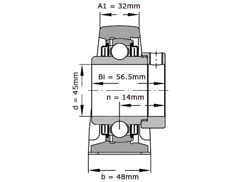 INA Lagerblok Staand LASE45 (45mm)