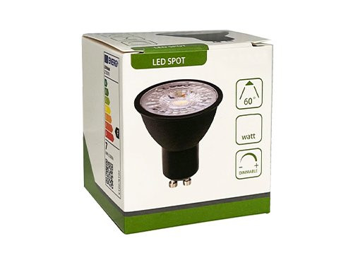 LED spot GU10 230V 7-75W 60gr zwart 3000K dimbaar