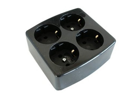 Tafelcontactdoos RA 4V vierkant zwart