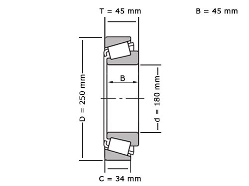 NSK Kegellager 32936 J (180x250x45mm)