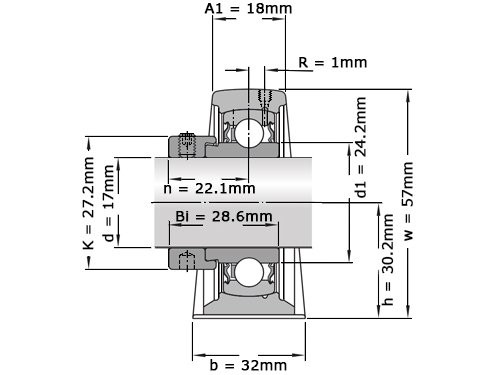 Foto van SKF Lagerblok Staand SY17 FM (17mm) SKF Lagerblok Staand SY17 FM (17mm)