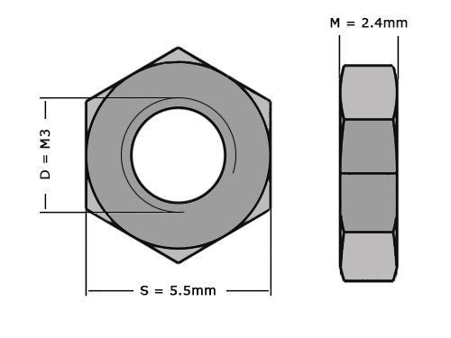 Zeskantmoer DIN 934 M3 Klasse 8 (200 stuks)