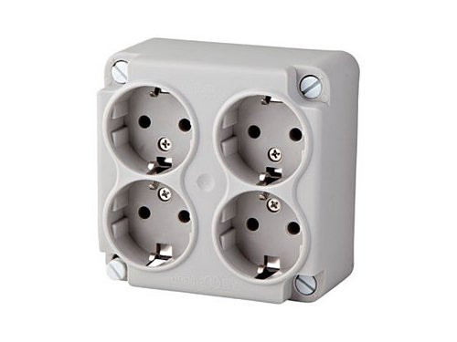Foto van Deksel met 4-voudig stopcontact RA voor kabeldoos grijs POWER Deksel met 4-voudig stopcontact RA voor kabeldoos grijs POWER