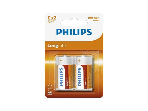 Foto van Philips Longlife batterij C blister(2) Philips Longlife batterij C blister(2)