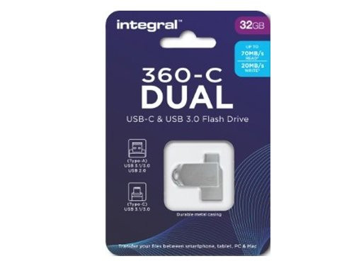 USB stick 32GB Metal Dual USB-C en USB 3.0