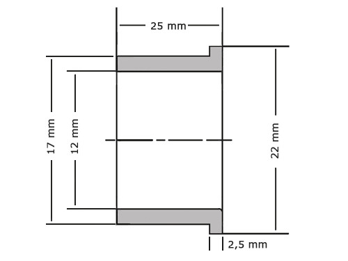 Flensglijlager Sinterbrons BP25 12x17x25/22x2.5mm