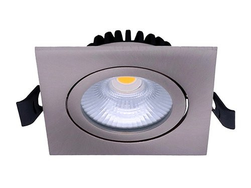 Foto van LED inbouwspot 6W 2700K 85mm 60gr vierkant verstelbaar geschuurd staal LED inbouwspot 6W 2700K 85mm 60gr vierkant verstelbaar geschuurd staal