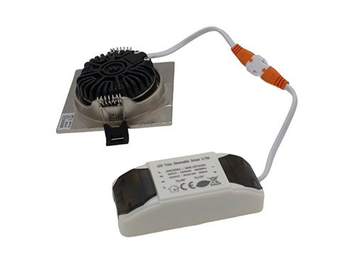 Foto van LED inbouwspot 6W 2700K 85mm 60gr vierkant verstelbaar geschuurd staal LED inbouwspot 6W 2700K 85mm 60gr vierkant verstelbaar geschuurd staal