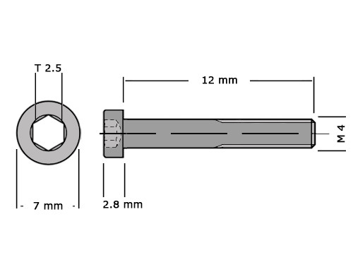 Lage cilinderbout met binnenzeskant DIN 7984 M4x12 8.8 Verzinkt