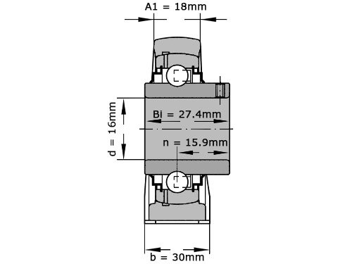 INA Lagerblok Staand RASEY16 (16mm)