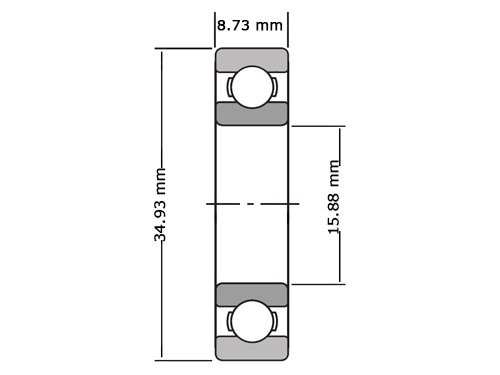IBB Kogellager Eenrijig R10 ZZ (15.88x34.93x8.73mm)
