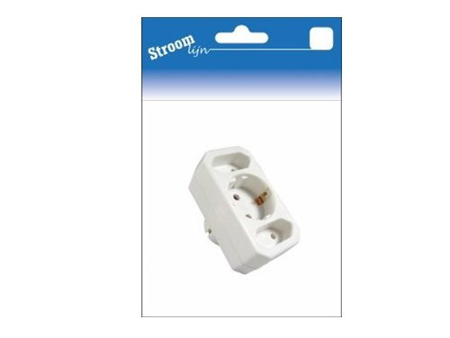 Foto van Randaarde stekkeradapter 2 x euro + 1 x RA horizontaal wit Randaarde stekkeradapter 2 x euro + 1 x RA horizontaal wit