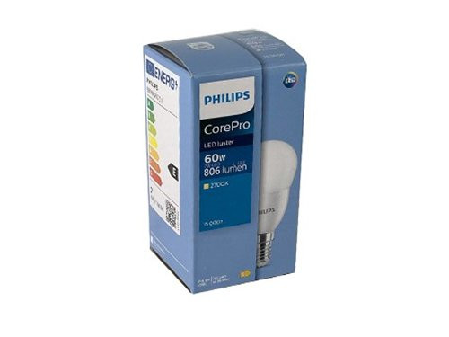 Philips LED kogel E14 6,5-60W 4000K mat
