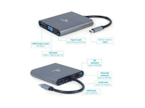 USB-C 6-in-1 multi adapter USB-C dock 6-voudig