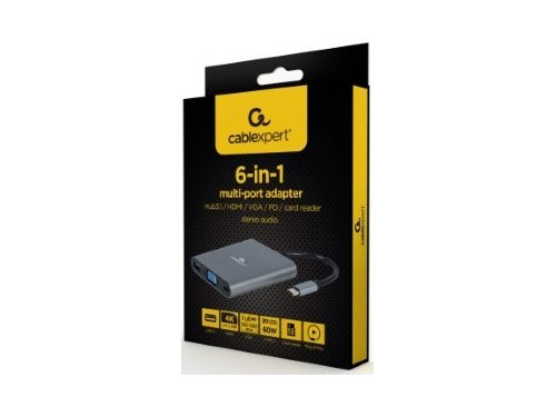 USB-C 6-in-1 multi adapter USB-C dock 6-voudig