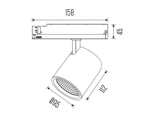 Foto van LED railspot 3-fase 23W 3000K zwart 60gr EDDA M HE LED railspot 3-fase 23W 3000K zwart 60gr EDDA M HE