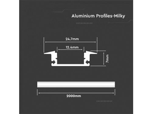 Foto van LED profiel inbouw 24,7x7mm 2 meter mat LED profiel inbouw 24,7x7mm 2 meter mat