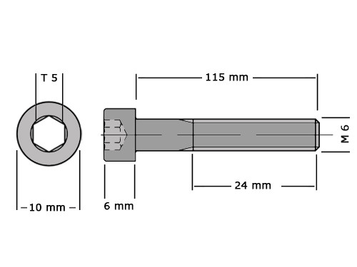 Cilinderbout met binnenzeskant DIN 912 M6x115 8.8 Verzinkt