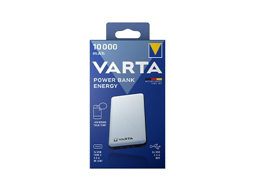Foto van Powerbank 10.000mA zilver USB + USB-C Powerbank 10.000mA zilver USB + USB-C