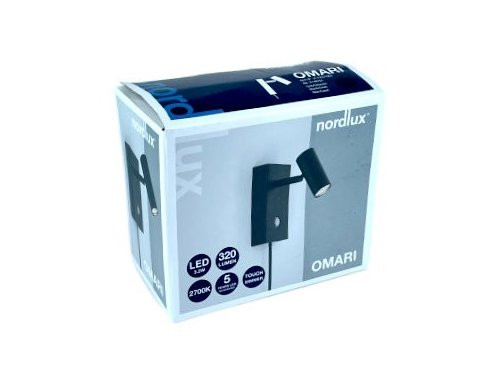 Foto van LED Wandlamp Omari 3.2W zwart touch LED Wandlamp Omari 3.2W zwart touch