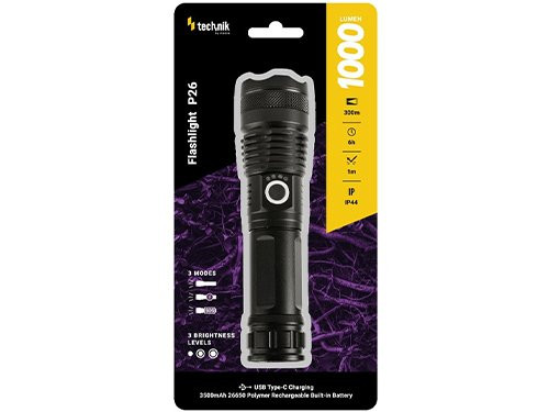 Foto van Technik LED zaklamp oplaadbaar zoom 1000 lumen Technik LED zaklamp oplaadbaar zoom 1000 lumen
