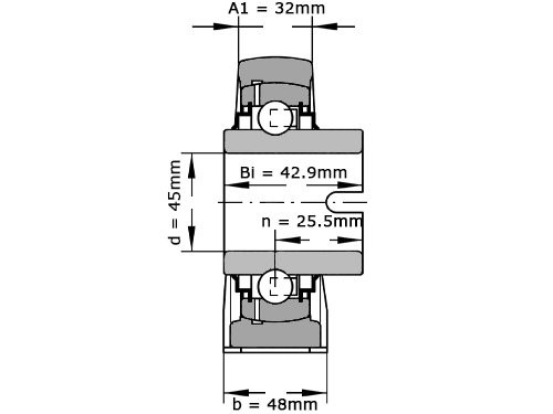 INA Lagerblok Staand RASEL45 (45mm)