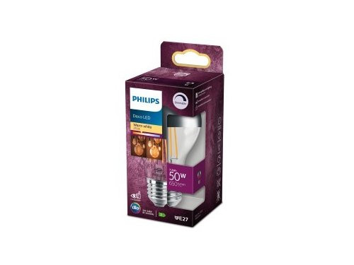 Philips LED GLS E27 7,2-50W 2700K filament kopspiegel dimbaar blister
