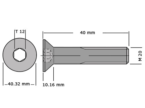 Verzonken bout met binnenzeskant DIN 7991 / ISO 10642 M20x40 RVS A2