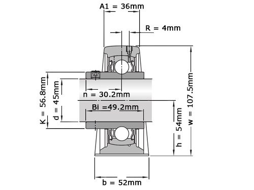 Foto van SKF Lagerblok Staand SYJ45 TF (45mm) SKF Lagerblok Staand SYJ45 TF (45mm)