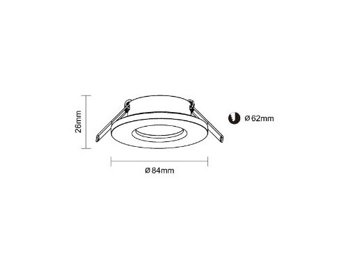 Inbouwspot vast rond 84mm zwart IP65