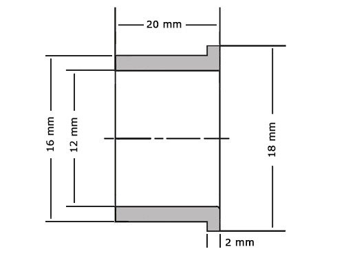 Flensglijlager Sinterbrons BP25 12x16x20/18x2mm