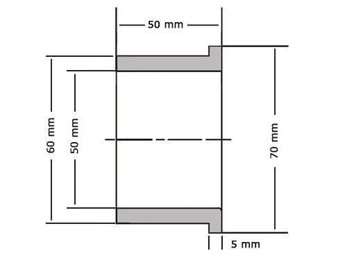 Flensglijlager Sinterbrons BP25 50x60x50/70x5mm