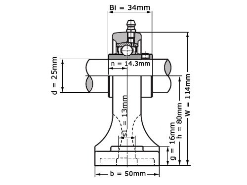 SNR Lagerblok Staand UCPH205  (25mm)