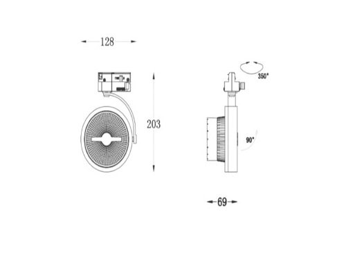 LED railspot 3-fase 15W AR111 wit dimbaar