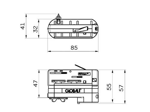 Voedingsadapter rail 3-fasen zwart