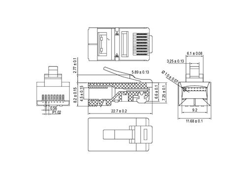 Modulaire plug 8P/8C RJ45 PER STUK