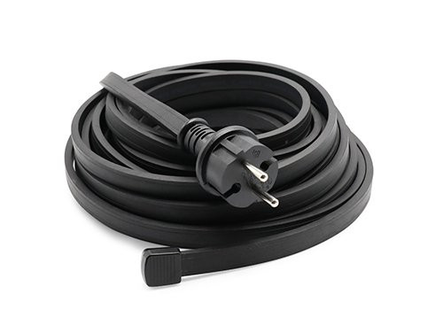 Prikkabel zwart 100m met gemonteerde stekker en eindkap