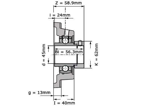Foto van SNR Lagerblok Vierkant EXFE209 (45mm) SNR Lagerblok Vierkant EXFE209 (45mm)