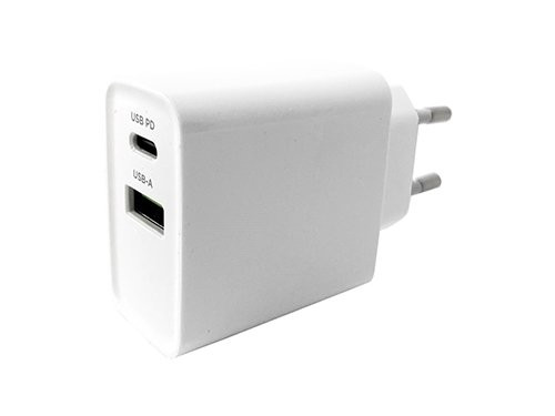 USB + USB-C snellader 20W wit