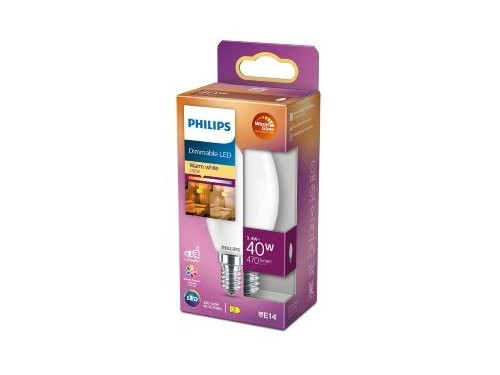 Foto van Philips LED kaars E14 3,4-40W filament mat WarmGlow blister Philips LED kaars E14 3,4-40W filament mat WarmGlow blister